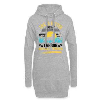 La vie est meilleure avec Parson Russell Terrier - Sweat-shirt à capuche long Femme - gris chiné - Devant