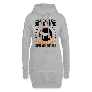 Irish Wolfhound et vin - Sweat-shirt à capuche long Femme - gris chiné - Devant