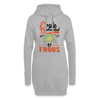 Easily distracted by Frogs Frosch - Hoodie-Kleid - Grau meliert - Vorne