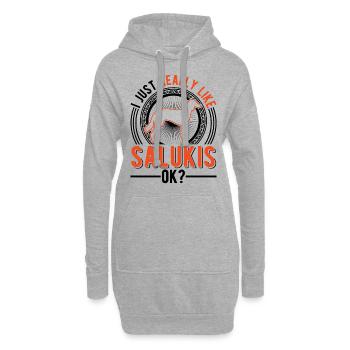 J’aime juste Salukis - Sweat-shirt à capuche long Femme - gris chiné - Devant