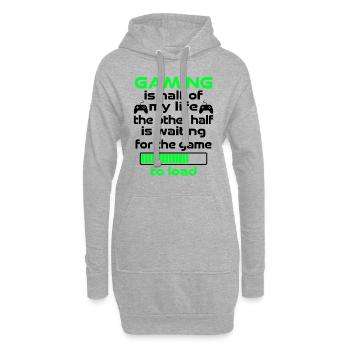 Le jeu, c’est la moitié de ma vie - Sweat-shirt à capuche long Femme - gris chiné - Devant