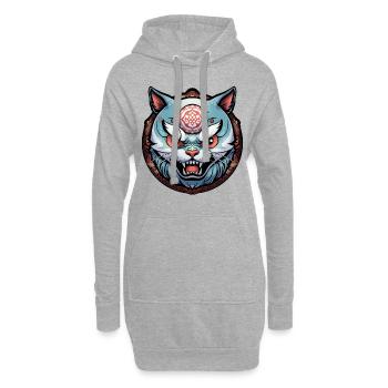 Nekomata bleu - Sweat-shirt à capuche long Femme - gris chiné - Devant