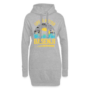 La vie est meilleure avec un Basenji - Sweat-shirt à capuche long Femme - gris chiné - Devant