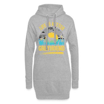 Das Leben ist besser mit einem Windhund Greyhound - Hoodie-Kleid - Grau meliert - Vorne