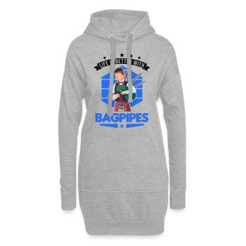 Never run with Bagpipes You could get Kilt - Hoodie-Kleid - Grau meliert - Vorne
