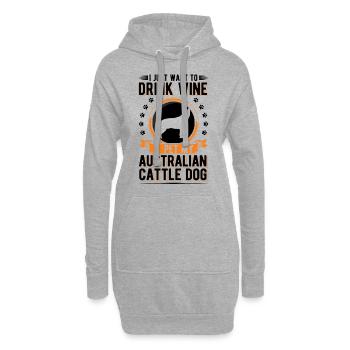 Australian Cattle Dog und Wein - Hoodie-Kleid - Grau meliert - Vorne