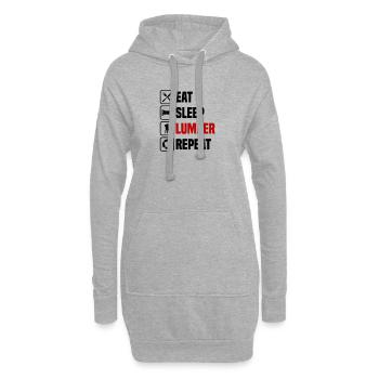 Manger, dormir, faire du bois, répéter - Sweat-shirt à capuche long Femme - gris chiné - Devant