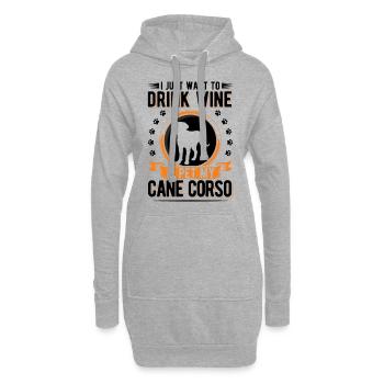 Cane Corso et vin - Sweat-shirt à capuche long Femme - gris chiné - Devant
