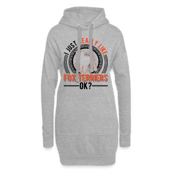 J’aime juste les fox-terriers - Sweat-shirt à capuche long Femme - gris chiné - Devant