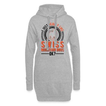 J’aime bien les bouviers suisses - Sweat-shirt à capuche long Femme - gris chiné - Devant