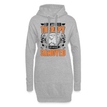Samoyède Thérapie Chien de traîneau Samoyède - Sweat-shirt à capuche long Femme - gris chiné - Devant