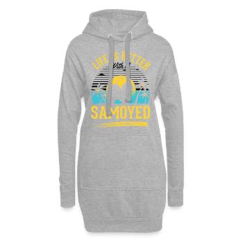 La vie est plus belle avec un Samoyède - Sweat-shirt à capuche long Femme - gris chiné - Devant