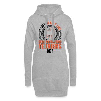 J’aime juste les terriers de chasse allemands - Sweat-shirt à capuche long Femme - gris chiné - Devant