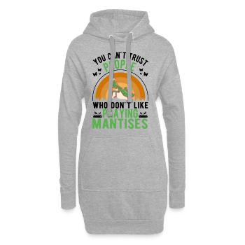 Gottesanbeterin Geschenk Mantis Fangschrecke - Hoodie-Kleid - Grau meliert - Vorne