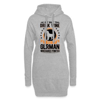 Vin allemand à poil dur - Sweat-shirt à capuche long Femme - gris chiné - Devant
