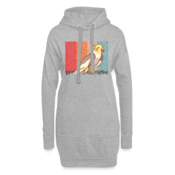 Perruche Rétro Welli Vintage - Sweat-shirt à capuche long Femme - gris chiné - Devant