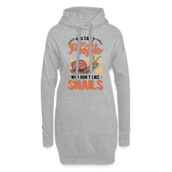 Schnecke Geschenk Weinbergschnecke - Hoodie-Kleid - Grau meliert - Vorne