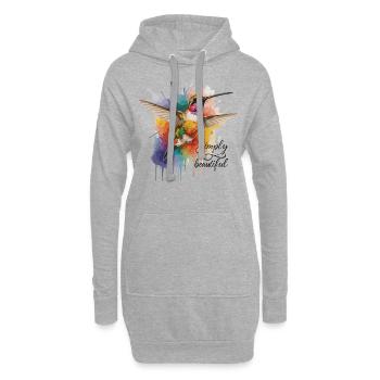 Tout simplement magnifique : le design du colibri - Sweat-shirt à capuche long Femme - gris chiné - Devant