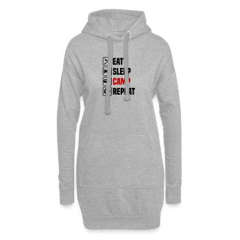 Essen schlafen campen wiederholen - Hoodie-Kleid - Grau meliert - Vorne