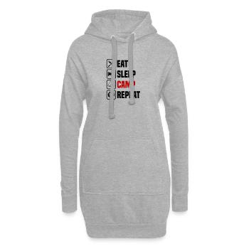 Essen schlafen campen wiederholen - Hoodie-Kleid - Grau meliert - Vorne