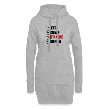 Manger, dormir, réparer des voitures, répéter - Sweat-shirt à capuche long Femme - gris chiné - Devant