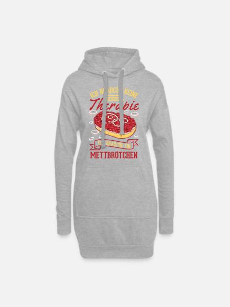 Mettbrötchen Therapie Mett Hackepeter - Hoodie-Kleid - Grau meliert