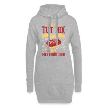 Der tut nix Der will nur Mettbrötchen Mett - Hoodie-Kleid - Grau meliert - Vorne