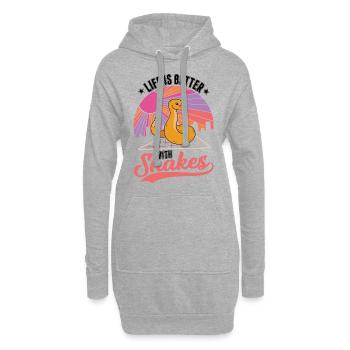 Das Leben ist besser mit Schlangen - Hoodie-Kleid - Grau meliert - Vorne