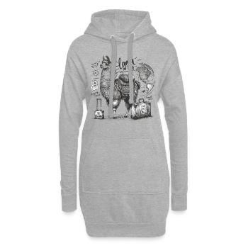 Lama globe-trotter : en voyage autour du monde - Sweat-shirt à capuche long Femme - gris chiné - Devant