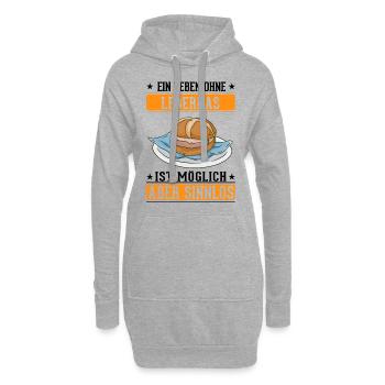 Ein Leben ohne Leberkas ist möglich Aber sinnlos - Hoodie-Kleid - Grau meliert - Vorne