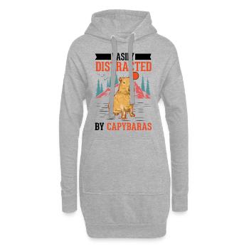 Easily distracted by Capybaras - Hoodie-Kleid - Grau meliert - Vorne
