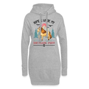 Zuhause ist wo mein Shetland Pony ist - Hoodie-Kleid - Grau meliert - Vorne