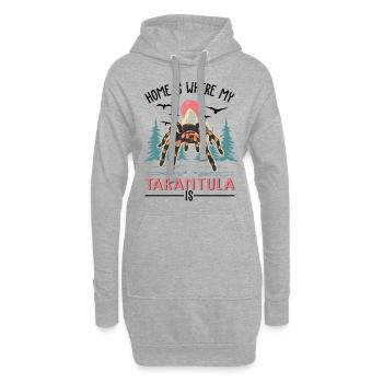 Zuhause ist wo meine Tarantel ist - Hoodie-Kleid - Grau meliert - Vorne