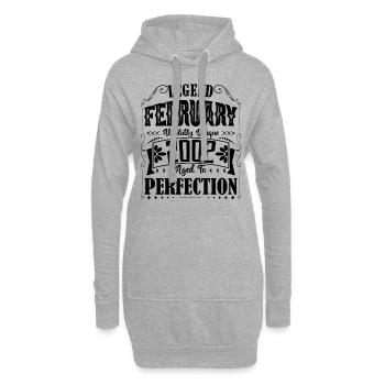 February 2002. Birthday Gift February 2002. - Hoodie Dress - heather grey - Front