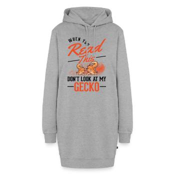 Gecko Geschenk Leopardgecko - Hoodie-Kleid - Grau meliert - Vorne