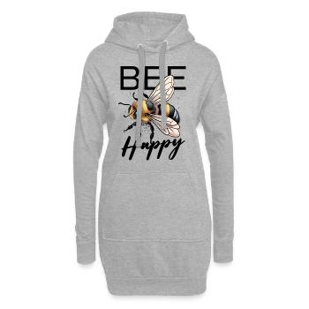 Abeille heureuse - Sweat-shirt à capuche long Femme - gris chiné - Devant