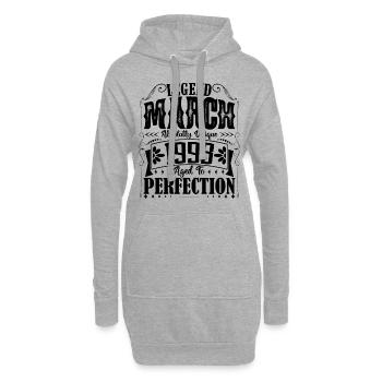 March 1993. March 1993 Birthday Gift. March. - Hoodie Dress - heather grey - Front