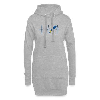 Schweden EKG Herzschlag - Hoodie-Kleid - Grau meliert - Vorne