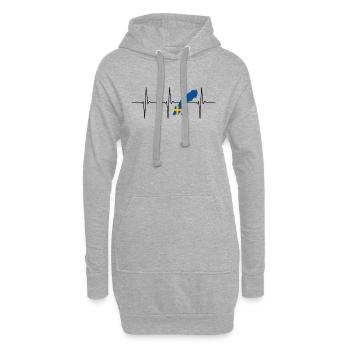 Schweden EKG Herzschlag - Hoodie-Kleid - Grau meliert - Vorne