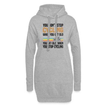 You don't stop cycling because you're getting old - Hoodie Dress - heather grey - Front