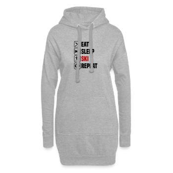 Manger, dormir, répéter les skis - Sweat-shirt à capuche long Femme - gris chiné - Devant