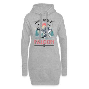 La maison est là où mon faucon est faucon crécerelle - Sweat-shirt à capuche long Femme - gris chiné - Devant