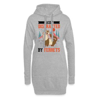Facilement distrait par les furets Frettchen - Sweat-shirt à capuche long Femme - gris chiné - Devant