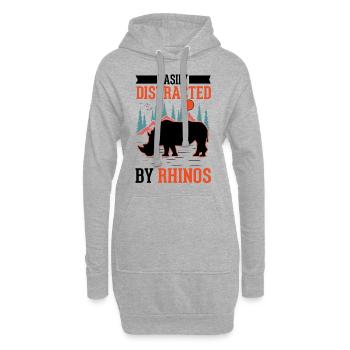 Easily distracted by Rhinos Nashorn - Hoodie-Kleid - Grau meliert - Vorne