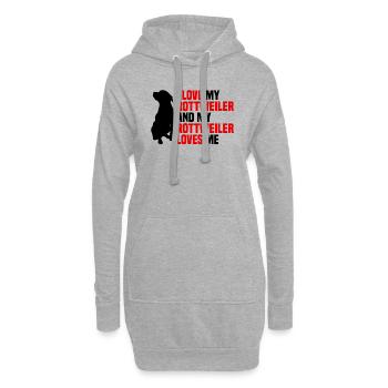 J’aime mon Rottweiler et il m’aime - Sweat-shirt à capuche long Femme - gris chiné - Devant