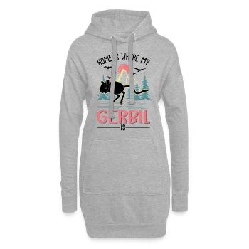 Zuhause ist wo mein Gerbil ist Rennmaus - Hoodie-Kleid - Grau meliert - Vorne
