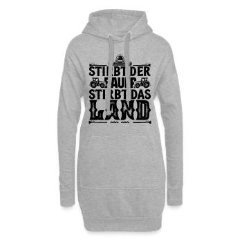 Wenn der Bauer stirbt, stirbt das Land, Bauerndemo - Hoodie-Kleid - Grau meliert - Vorne