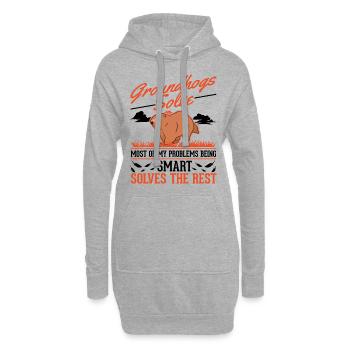 Murmeltier Groundhog Day Waldmurmeltier - Hoodie-Kleid - Grau meliert - Vorne
