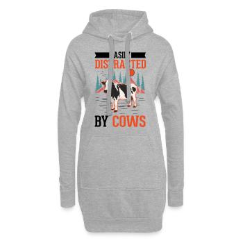 Easily distracted by Cows Kuh Rinderzüchter Kuh - Hoodie-Kleid - Grau meliert - Vorne