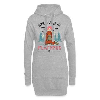 Zuhause ist wo mein Schnabeltier ist - Hoodie-Kleid - Grau meliert - Vorne
